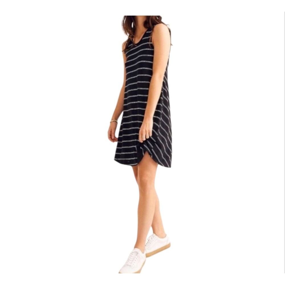 Madewell Womens Sleeveless Black Highpoint Tank Dress in Hosta Stripe Size XS